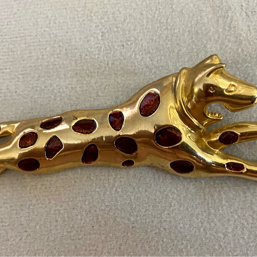 Brooch Gold and brownish Red Leopard